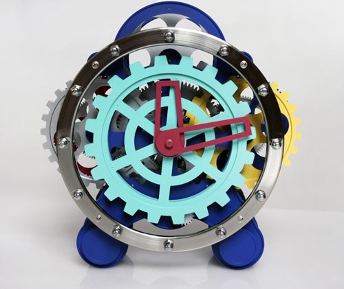 Multicolour  Maple's Moving Tabletop Gear Clock