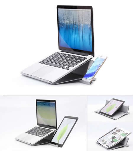 Laptop Stand 2 in 1 Aluminum Alloy Adjustable Desktop Space-Saving Holder Notebook Cooling Bracket,Fits 17" and smaller laptops