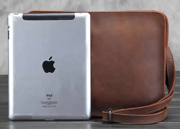 Leather Messenger Satchel Tablet Bag Fit under to 10 inch Tablet