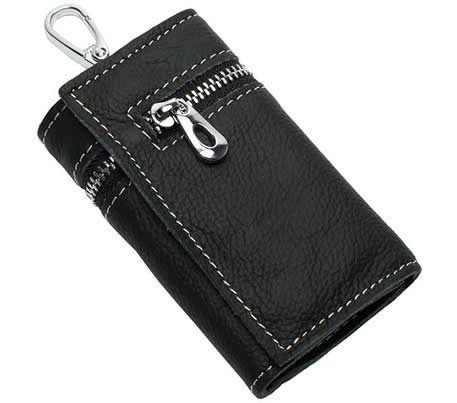Leather Pocket Tri-fold Key Wallet/Holder with 6 Hooks 