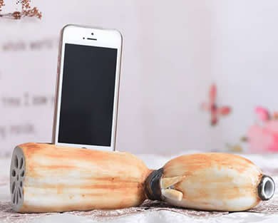 Lotus Root Style Ceramic Speaker Sound Amplifier Stand Dock for SmartPhone
