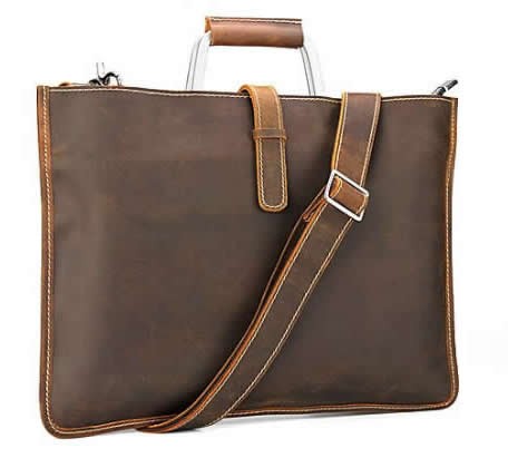 Mens Leather Handbag Zipper Briefcase Shoulder Crossbody Messenger Bag