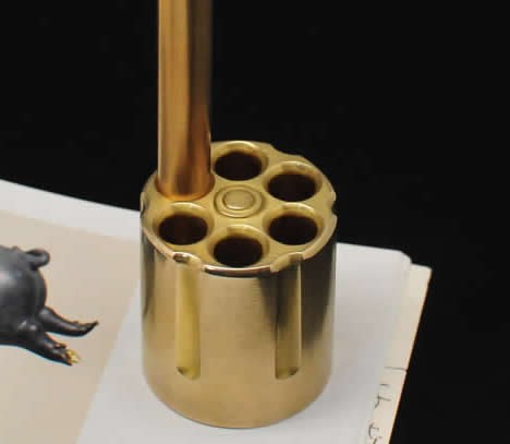 Brass Revolver Chamber Pen Holder