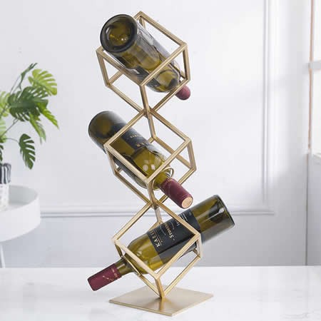  Metal Geometric Wine Bottle Wine Rack