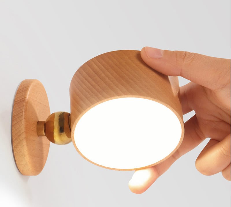 Minimalist Magnetic Wooden Wall Lamp