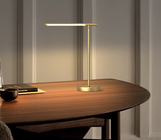 Minimalist Pure Copper LED Desk Lamp with Adjustable Angle