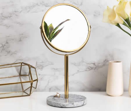 Modern Stainless steel Frame Mirror with Marble Base