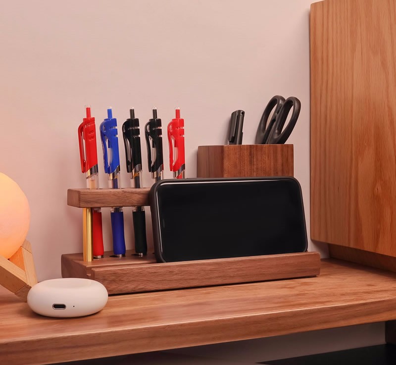 Multi-functional Wood Pen Holder, Phone Stand,Storage Box