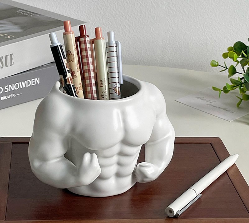 Muscular Man Pen Holder, Funny Desktop Organization