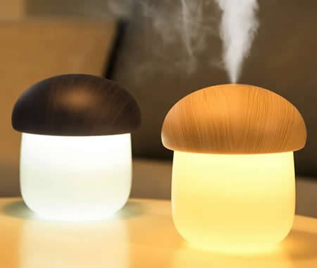 Wooden Lid Mushroom Shaped Night Light Humidifier 