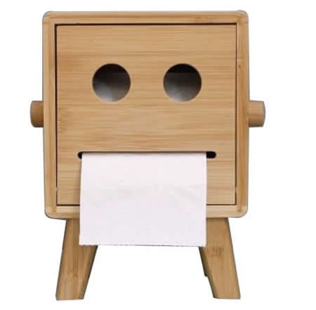 Natural Bamboo Wooden Smiley Face Tissue Box