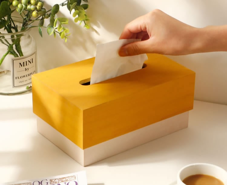 Natural Maple Square Wooden Tissue Box