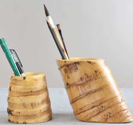 Nature Bamboo Root Pen Pencil Holder 