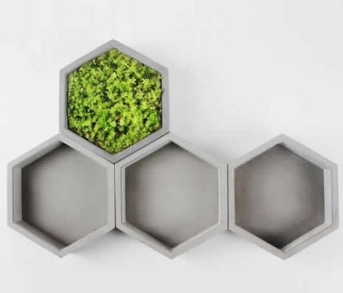 Hexagon Geometric Design Succulent Planter Pot, Gray