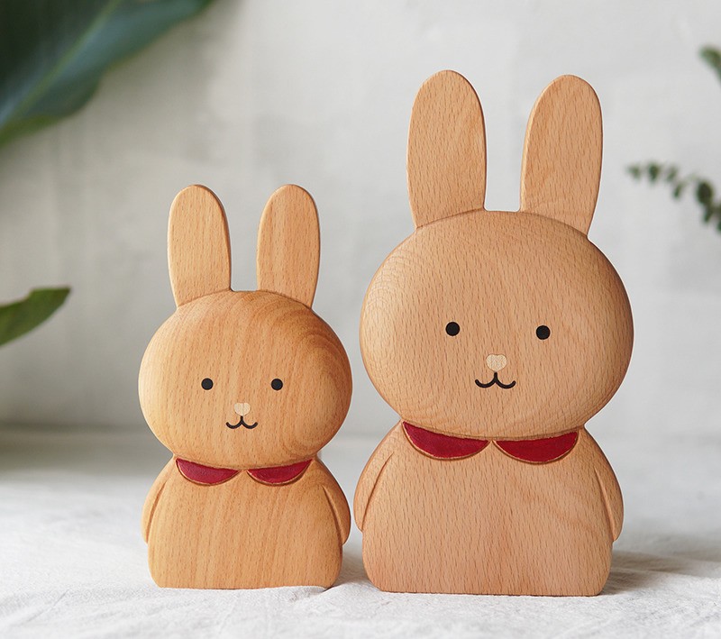 Office Wooden Rabbit Organizer Pen Holder