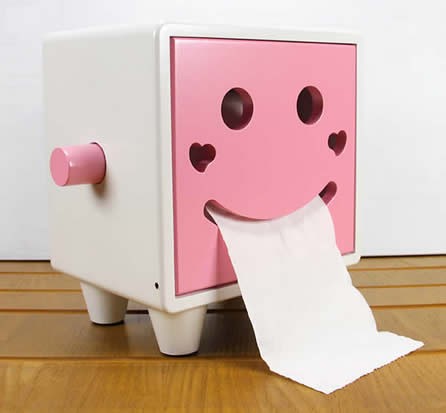 Wooden Smiley Face Tissue Box,Pink