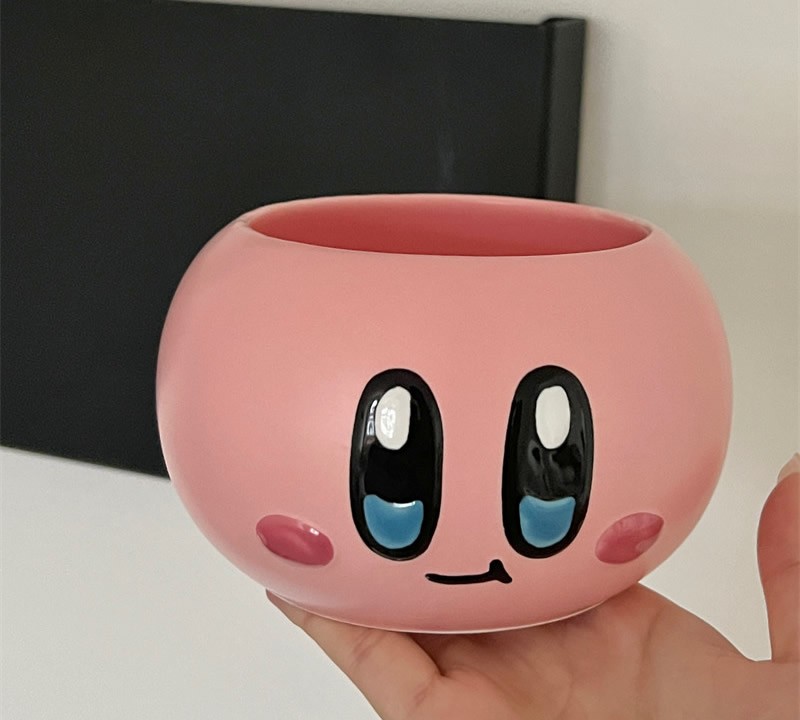 Pink Smiling Face Ceramic Cup,Bowl,Dish