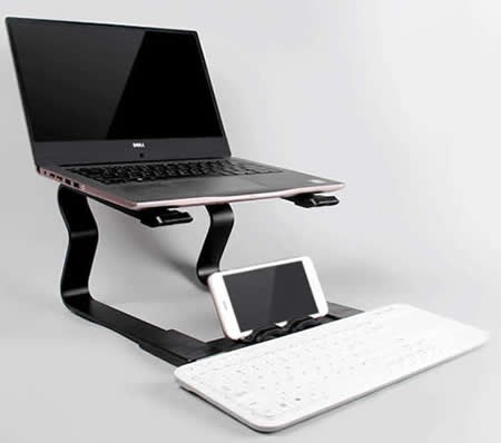  Portable Aluminum Alloy 2 in 1 Notebook PC Desk Holder  and Phone Stand