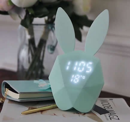 Portable Rechargeable Rabbit Clock with LED Night Light