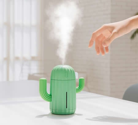 Portable Rechargeable USB Cactus-Shaped Mist Humidifier  LED Night Lights 