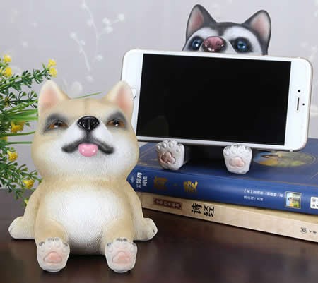 Puppy Dog Piggy Bank Cell Phone Stands Smartphone Holder for Desk