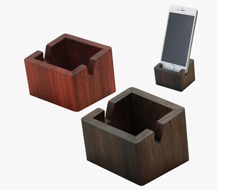 Simple wooden cell phone holder with storage box