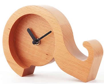Question Mark Shaped Wooden Desk Clock Mobile Phone Display Stand Holder