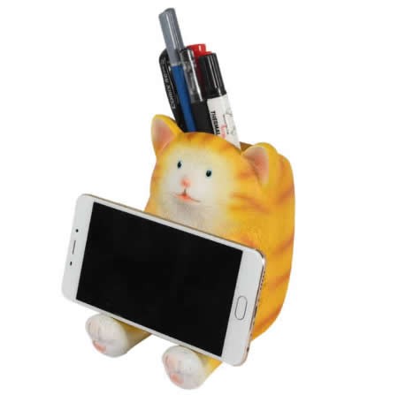 Resin Animal Mobile  Phone Stand Pen Pencil Holder Piggy Bank