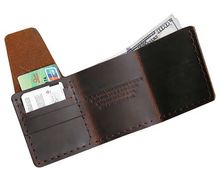  Handmade Leather Three-Fold  Wallet Credit Card Holder