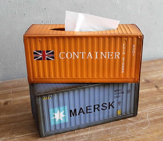 Retro Metal Shipping Container Tissue Box
