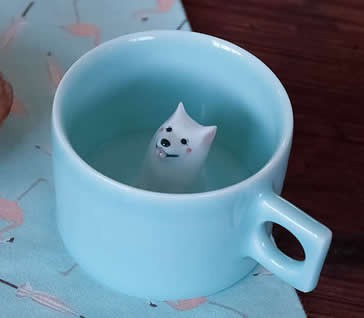 Samoyed Figurine Ceramic Coffee Cup