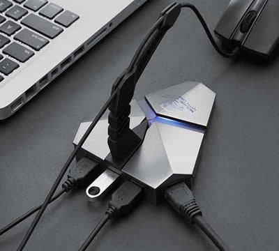  Scorpion 3-Port USB Hub + 1 Port TF Card Reader  for Cord Management 