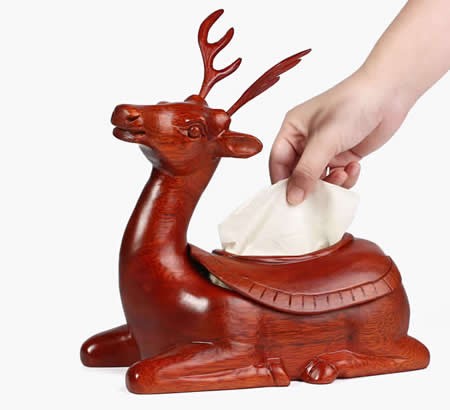 Simple Fashion Red Wooden Pig/Elephant/Deer Desktop Household Tissue Box 