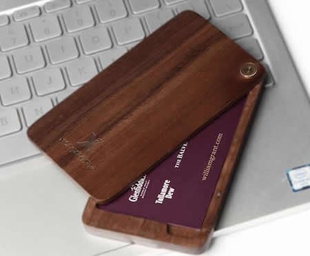 Slim Wooden Business Card Holder Case 