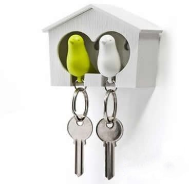 Sparrow Birdhouse Key Holder With Whistle