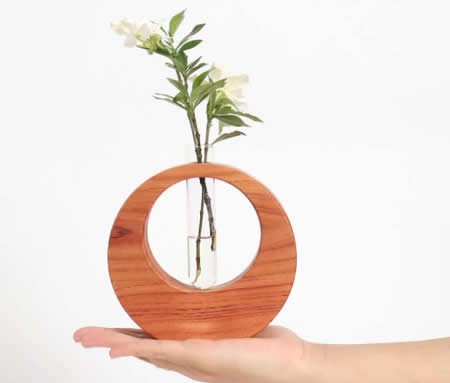 Test Tube Planter Bud Flower Vase with Wood Base Stand