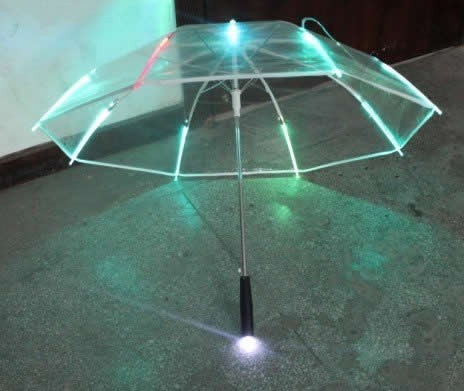 Transparent LED Light up Flashlight Umbrella 