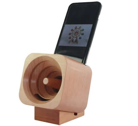 Wooden Turbo Prop Engine Speaker Sound Amplifier Stand Dock for SmartPhone