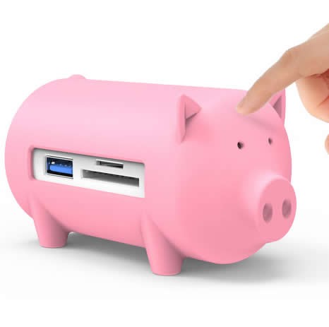 Pig Shaped 3 Port USB 3.0 Hub