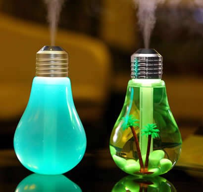 USB Bulb Shaped Mist Humidifier with Colorful LED Night Light