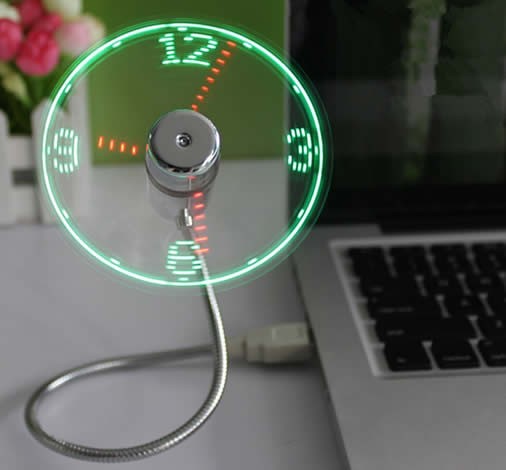 USB LED Clock Fan with Time Display 