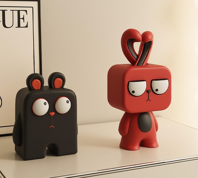 Whimsical Rabbit And Bear Desktop Decor Figurine
