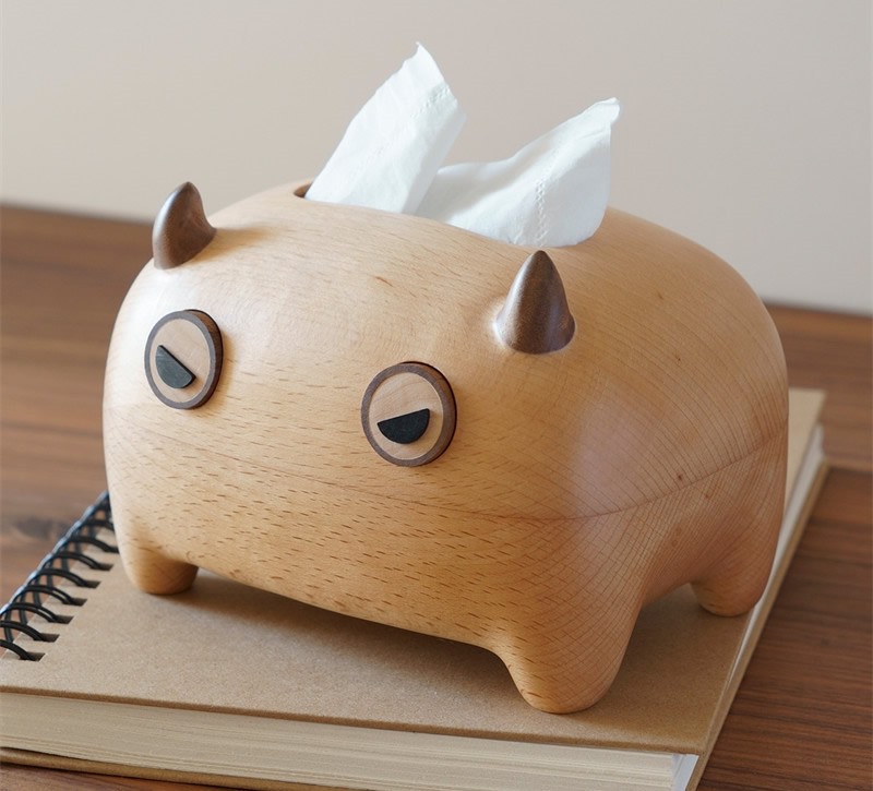 Whimsical Little Devil Wooden Tissue Box