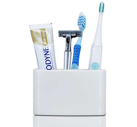 White Ceramic Toothbrush and Toothpaste Holder For Bathroom
