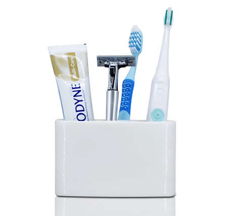 White  Ceramic Toothbrush and Toothpaste Holder for Bathroom