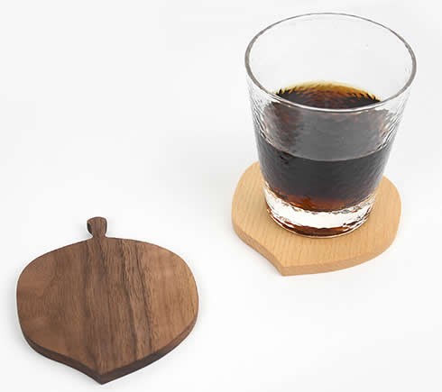 Wood Leaf & Square Shaped Coaster 