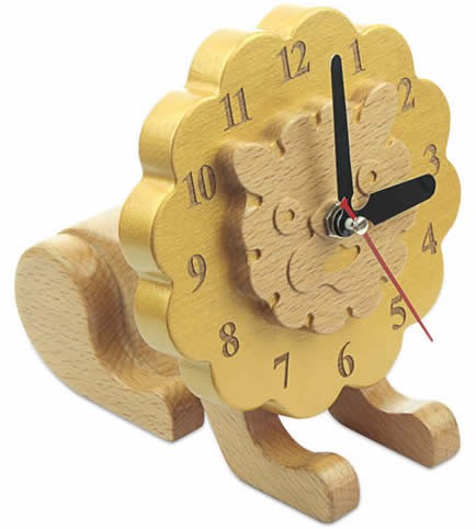 Wood Lion Desk Clock	