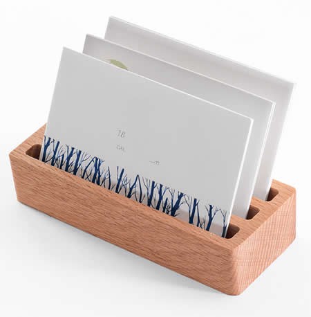 Wooden Desk Business Card Holder