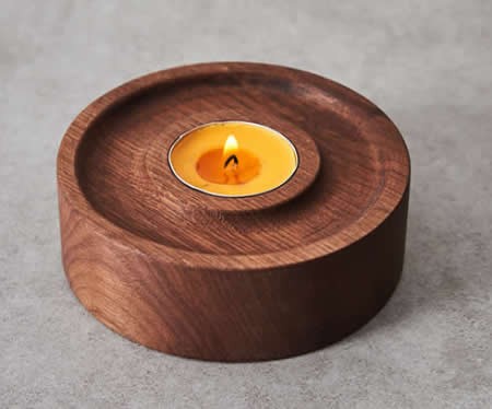 Wood Round Candle Holder