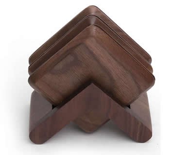Wood Square Coaster Set of 6 with Holder 